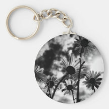 black and white daisies keychains