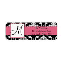 Black and White Damask Address Labels