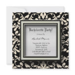 Black and White Damask Bachelorette Party Invitati invitations
