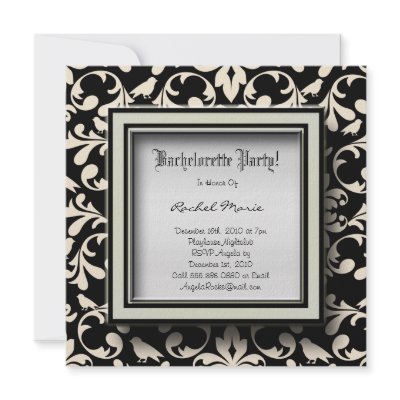Black and White Damask Bachelorette Party Invite by ForeverAndEverAfter