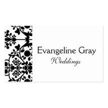 Black and White Damask Business Cards
