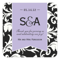 Black and White Damask Favour Stickers