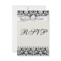 black and white damask flourish personalized announcement