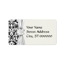 black and white damask flourish address label
