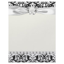 black and white damask flourish personalized letterhead