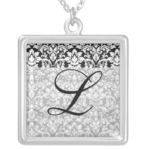 black and white damask flourish pendants