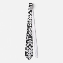 black and white damask flourish ties