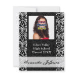 Black and White Damask Graduation Invitation invitations