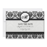 Black and White Damask Monogram Save The Date Card invitations