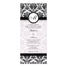 Black and White Damask Monogram Wedding Invitation