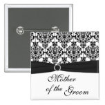 Black and White Damask Mother of the Groom Pin