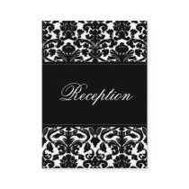 Black and White Damask on Linen Enclosure Card