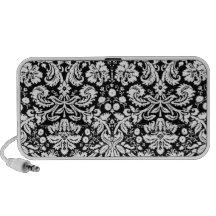 Black and white damask pattern mini speakers
