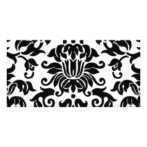 Black and White Damask Personalized Photo Card