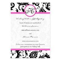 Black and White Damask Pink Trim Wishing Well Business Card Template