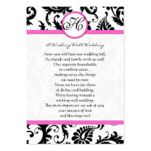 Black and White Damask Pink Trim Wishing Well Business Card Templates