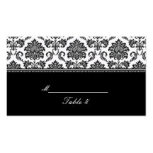 Black and White Damask Placecards Business Card