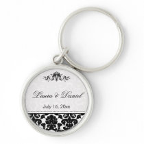 Black and White Damask Premium Keychain