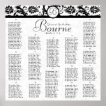 Black and White Damask Reception Seating Chart Poster