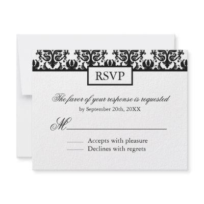 Black and White Damask Reply Cards - RSVP by colourfuldesigns