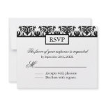 Black and White Damask Reply Cards - RSVP