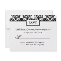 Black and White Damask Reply Cards - RSVP