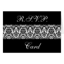 Black and White Damask Response Cards
