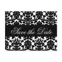 Black and White Damask Save the Date Card
