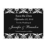 Black and White Damask Save The Date Postcard