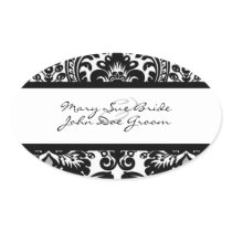 Black and White Damask Stickers for Invitations