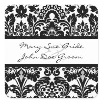 Black and White Damask Stickers for Invitations