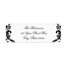 Black and White Damask Swirls Address Labels