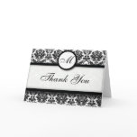 Black and White Damask Thank You Cards