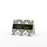 Black and White Damask Thank You Cards Green