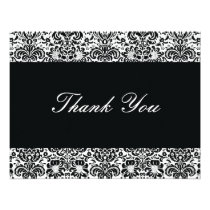 Black and White Damask Thank You Note invitations
