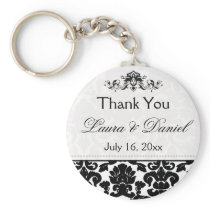 Black and White Damask Wedding Favour Keychain