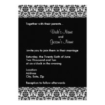 Black and White Damask Wedding Invitation
