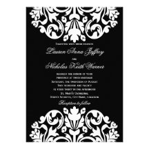 Black and White Damask Wedding Invitations