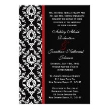 Black and White Damask wedding invite