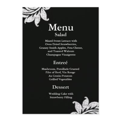 Black and White Damask Wedding Menu by Eternalflame