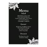 Black and White Damask Wedding Menu invitations