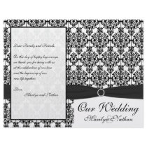 Black and White Damask Wedding Program