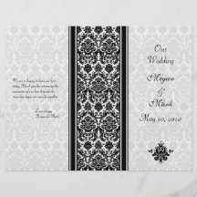 Black and White Damask Wedding Program Flyer