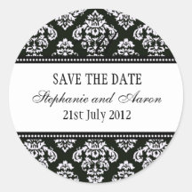 Black and White Damask Wedding Sticker