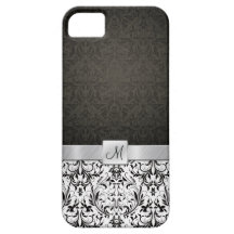 Black and White Damask with Monogram iPhone 5 Covers