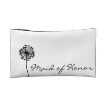 Black and White Dandelion Maid of Honour Makeup Bags