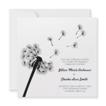 Black and White Dandelion Wedding Invitation