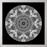 Black and White Decorative Round Pattern. Poster
