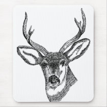Black and White Deer Mouse Mat