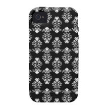 Black and White Demask Pattern Products iPhone 4 Case